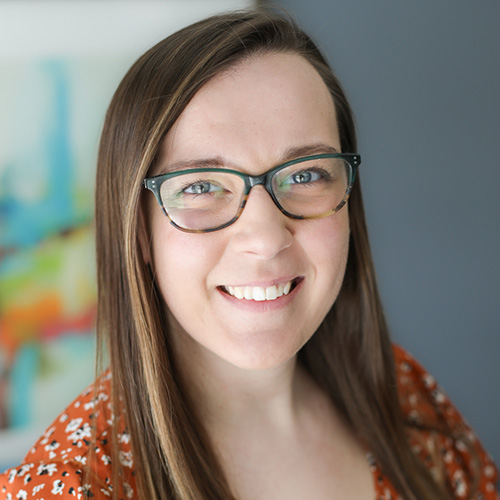 Smiling woman with glasses